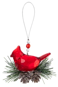 Ganz Crystal Expressions 3.5" Acrylic Winter Pine Cardinal - Picture 1 of 1