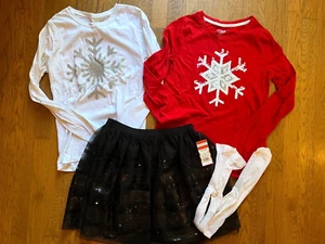 Girls Holiday Snowflake Theme Long Sleeve Shirt and Skirt Lot, Size XL FREE SHIP - Picture 1 of 12
