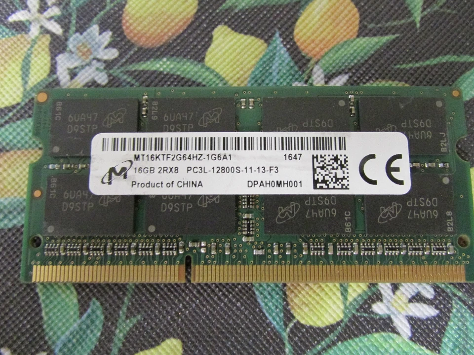 MICRON 16Gb DDR3 2Rx8 PC3L-12800S RAM SODIMM MEMORY LAPTOP MT16KTF2G64HZ-1G6A1 - Image 1 of 1
