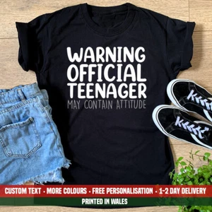 Ladies Warning! Official Teenager Attitude T Shirt Funny 13th Birthday Teen Gift - Picture 1 of 1