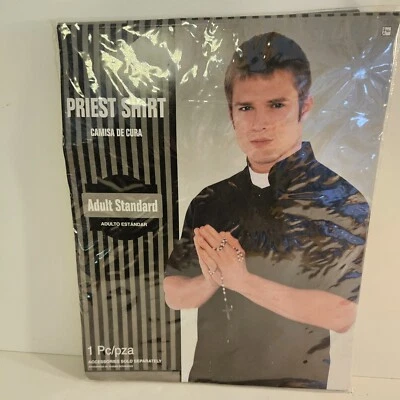 牧师衬衫 宗教教堂 万圣节 成人服装 尺寸 L(最大 44 码) 全新 — 第 1/4 张图片