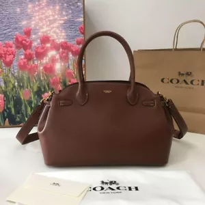 COACH CU218 Empire Carryall Bag 28 Leather Brass / Maple New Outlet - Picture 1 of 10