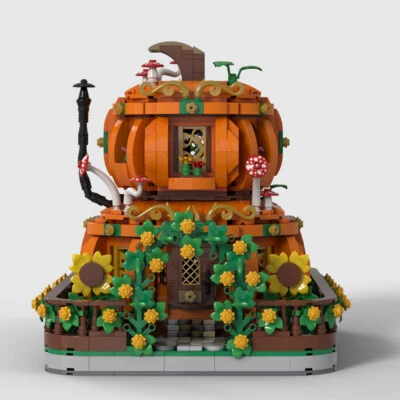 MOC: Modular Two-Story Pumpkin House Model for Halloween 2280 Pieces DIY - Image 1 of 4