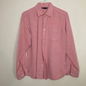 Banana Republic Linen Blend Button Down Shirt Mens Medium 15-151/2 Rich Orange - Picture 1 of 10