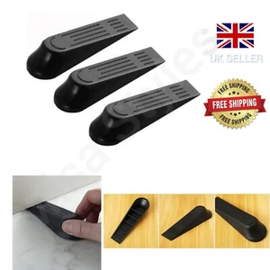 BLACK DOOR STOP JAM DOOR WEDGE WEDGES STOPS STOPPER HOME OFFICE - Picture 1 of 6