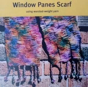 WINDOW PANES SCARF Easy Knitting Pattern #75 Theresa Gaffey 2003 Braided Fringe - Picture 1 of 2