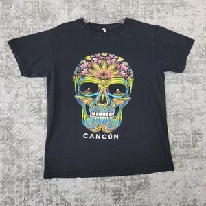 Cancun Mexico Skull Shirt Herren Medium Schwarz Night Of The Dead Destination - Bild 1 von 7