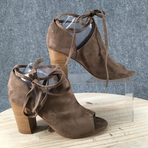 BC Born In California Boots Womens 9 Open Toe Ankle Booties Heels Brown Fabric - Picture 1 of 18