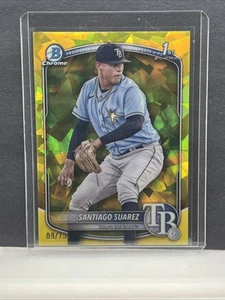 2025 Bowman Sapphire Santiago Suarez Yellow /75 1st Bowman Tampa Bay Rays 09/75 - Bild 1 von 2