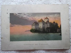 Postal antigua de Chateau De Chillon, lago de Ginebra, Suiza - Imagen 1 de 3