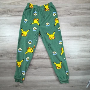 Kids Pokemon Pikachu Fleece Pajama Pants Size M 8 10 Green Sleepwear - Picture 1 of 7