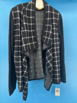 Cárdigan Suéter Ivanka Trump Negro Blanco Frente Abierto Para Mujer’s Talla Grande Foto 1 de 4