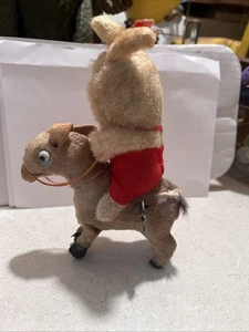 Vintage Aufzieh-Aufziehspielzeug Osterhase reitet Esel Japan wie abgebildet Ersatzteile - Bild 1 von 12