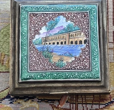 EXCEPCIONAL TOCADOR PLATA ESMALTE MEDIO ORIENTE PICTÓRICO PLATA MINA KARI Foto 1 de 4