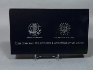 2000-P Silver Leif Ericson Millenium Comm. $1 Proof 2 coin set. OGP w/COA - Picture 1 of 9