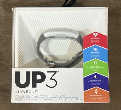 Grey Jawbone Up3 Wireless Activity Heart Rate Tracker New In Box - Image 1 of 4