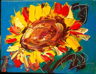 SUNFLOWERS      IMPRESSIONIST  ORIGINAL OIL  PAINTING -ABSTRACT ART IVY87T8T - Image 1 of 4