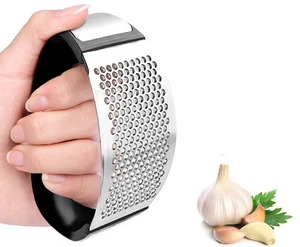 Manual Garlic Ginger Press High Quality Steel Mesh Crusher Tool Soft Grip Handle - Picture 1 of 5
