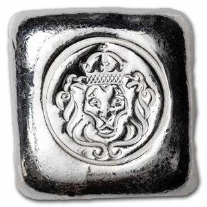 1 oz Silver Cast-Poured Square Bar - Scottsdale Lion - Picture 1 of 2