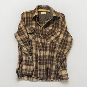 Camicia uomo Arrow Sportswear vintage anni 70 taglia M misto lana flanella quadri bottoni - Foto 1 di 5