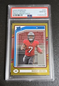 Bucky Irving 2024 Panini Donruss 301 Rated Rookie RC Press Proof Gold /50 PSA 10 - Picture 1 of 5
