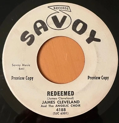 JAMES CLEVELAND Redeemed / Leave it There  SAVOY GOSPEL FUNK PROMO 45   VG++ - Image 1 of 2