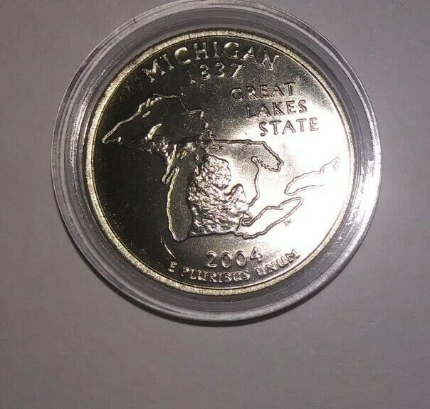 Michigan - 2004 Denver Mint - State Quarter ( Uncirculated ) + Coin Capsule! - Image 1 of 1
