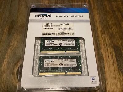 CRUCIAL Memory by Micron 8GB KIT 2-4GB Notebook DDR3L 1600 SODIMM CT2K4G3S160BM - Image 1 of 3
