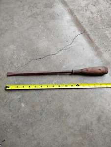 Vintage Holzgriff Schlitz Schraubendreher 11" Schaft unbeschriftet Vierkantschaft - Bild 1 von 9