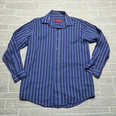 Camisa Emanuel Ungaro Para Hombres Grande Azul Espiga Algodón Vestido Abotonado Foto 1 de 4