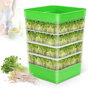 Seed Sprouter Kit,4-Tier Bean Sprouts Grow Kit,Micro Greens Growing Trays Stacka - Picture 1 of 12