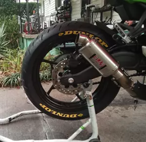 Motorcycle Tire Lettering Fits Dunlop Bike Stickers 0.75" SET Fast Ship Yellow - Picture 1 of 3