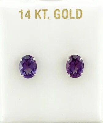 AAA LAB ALEXANDRITE  3.76 Cts STUD EARRINGS 14K WHITE GOLD - New With Tag - Image 1 of 4