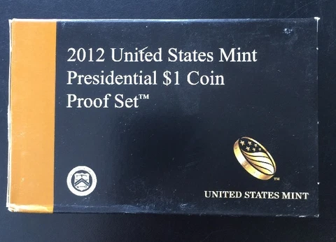 2012 U.S. Mint Presidential 1$ Dollar Coin Proof Set Complete With Box & COA Cover