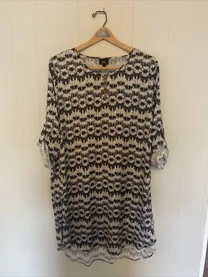 Vestido camisero Mossimo talla XL negro blanco lengüeta enrollable manga 3/4 ojo de cerradura vestido alto Foto 1 de 4