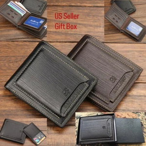 2 Herren-Geldbörsen aus Leder mit Doppelfaltung S2 Ausweis Kreditkartenfächer Brieftasche Clutch + Box - Bild 1 von 31