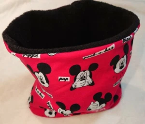 Schlupfschal Loop Halssocke Baby  Handmade Fleece rot schwarz M. Mouse - Bild 1 von 4