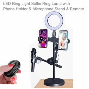 LED Ring Light Selfie Ring Lamp with Phone Holder and Microphone Stand - Picture 1 of 3