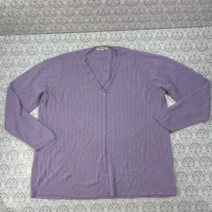 Carolyn Taylor Woman Purple Button Up Knit V Neck Sweater Women's Size 2X - Picture 1 of 12