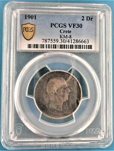 Greece Crete 1901 2 Drachmai   KM# 8 - Picture 1 of 3