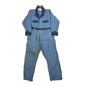 Vintage 1950’s Herringbone Blue Mechanic Coveralls Jumpsuit Union Made Cleveland - Picture 1 of 21