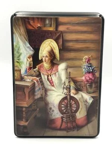 Exclusive Lacquer Box "Spindle" , Hand Painted, Papier Mache, Jewelry Box, - Picture 1 of 10