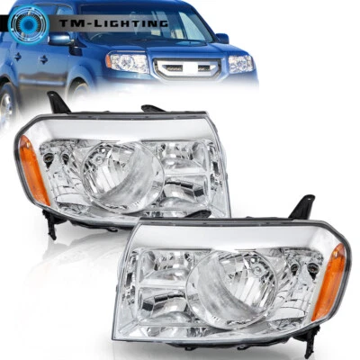 铬制车头灯前照灯琥珀色转角适用于 2009 - 2011 年本田 Pilot 4Dr LH&RH 侧面 — 第 1/4 张图片