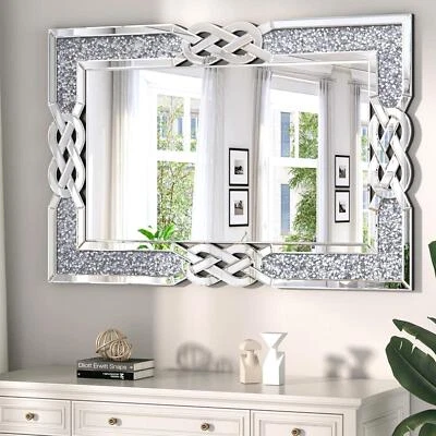 Hängespiegel Badspiegel Deko Spiegel Wandspiegel Glitzer Strasssteine 2 Größe DE - Bild 1 von 4