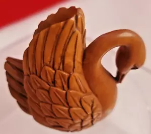 Talla de boj miniatura firmada vintage Netsuke - Cisne - Imagen 1 de 4