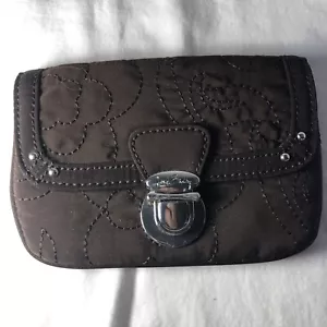 Vera Bradley Quilted Wallet 4 x 6" Espresso Brown w/ ID Holder & Metal Clasp EUC - Picture 1 of 5
