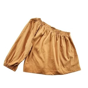 Evereve NEU Burnt Gold Shane One Shoulder Top Rüschen Preppy Ballonärmel Gr. XL - Bild 1 von 8