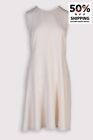 RRP €445 THEORY Crepe Flippy Dress Size US8 L Ivory Asymmetric Design Sleeveless
