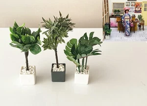 1:6 miniature dollhouse indoor green plant ceramic pot decor for barbie doll - Picture 1 of 11