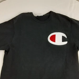 Champion Shirt Erwachsene Large schwarz großes Logo sportlich kurzarm Rundhalsausschnitt Herren - Bild 1 von 6